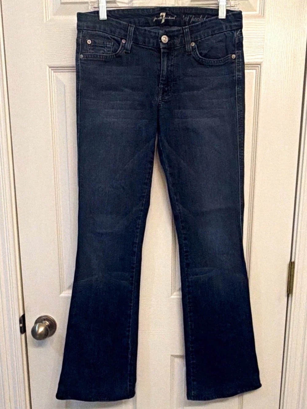 7 For All Mankind A Pocket Women’s Dark Wash Blue Bootcut Stretch Jeans 29 Y2K